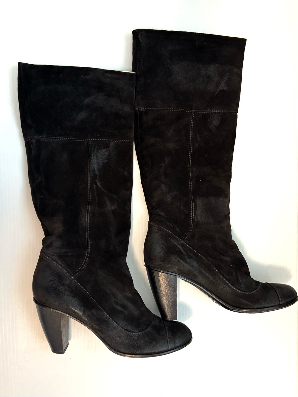 Giorgio Brato Black Suede Knee-High Heeled Boots